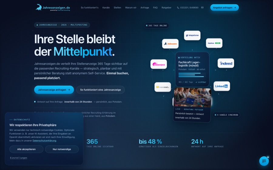 Jahresanzeigen.de — recruiting multiposting website